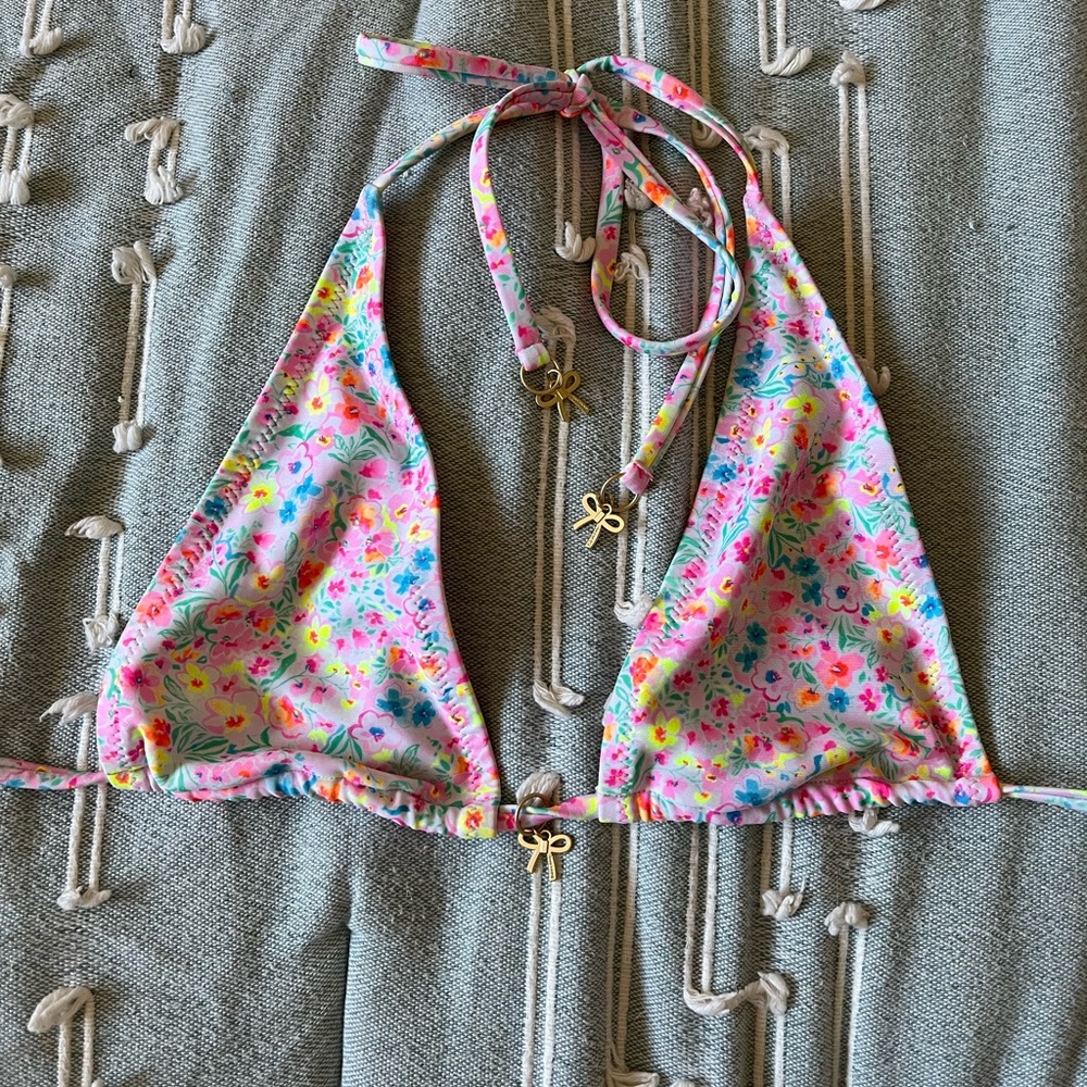 Kulani Kinis Classic Tie Halter Bikini Top Moonflower Print - Picture 2 of 3